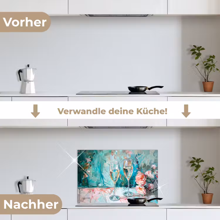 Spritzschutz Küche - Champagner - Malerei - Blumen - Kunst — 7