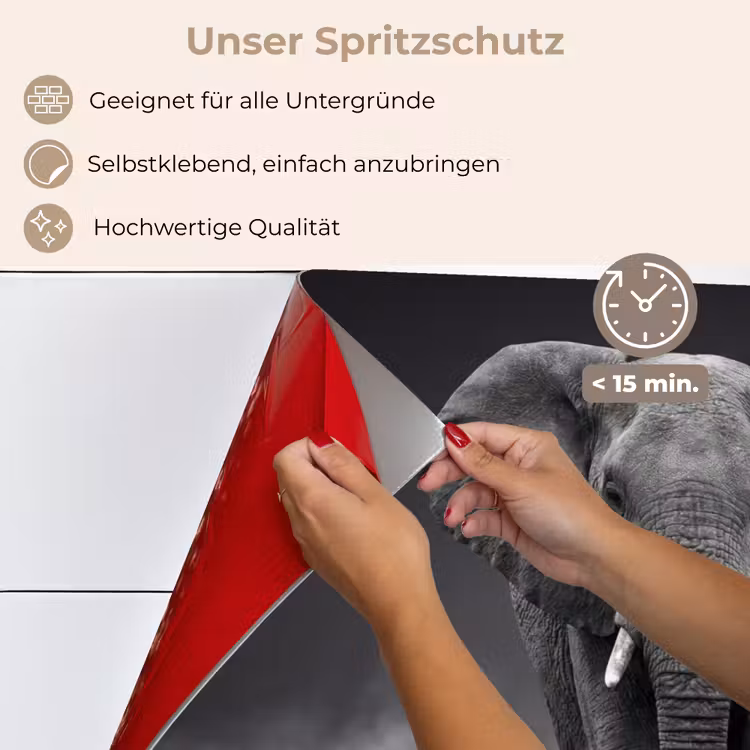 Spritzschutz Küche - Elefant - Schwarz - Weiß - Rauch — 4