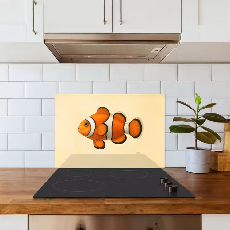 Spritzschutz Küche - Fisch - Orange - Streifen — 3