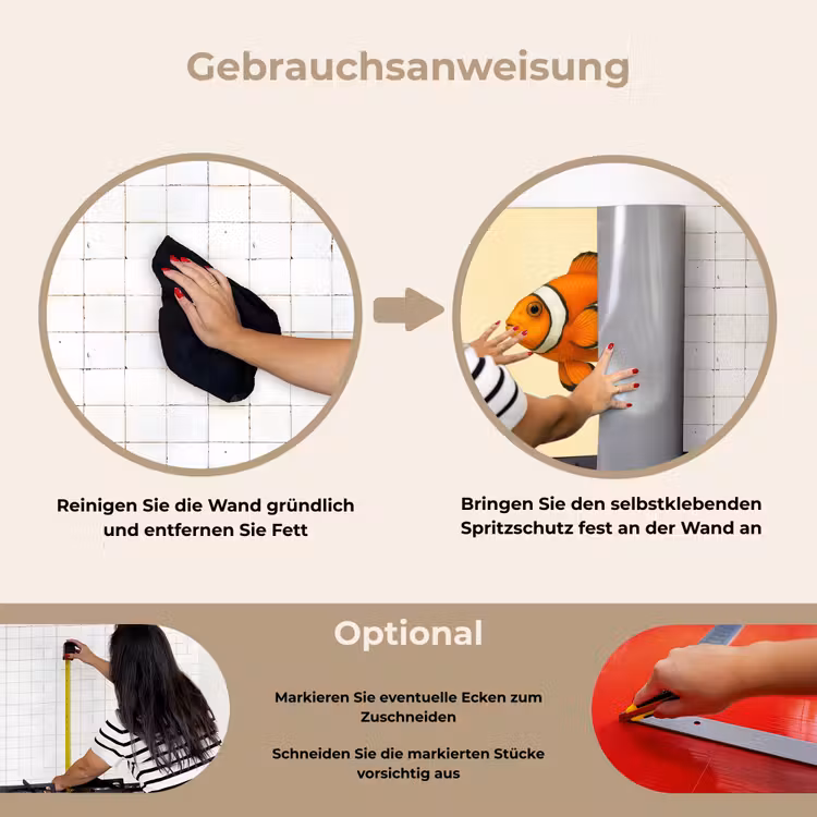 Spritzschutz Küche - Fisch - Orange - Streifen — 6