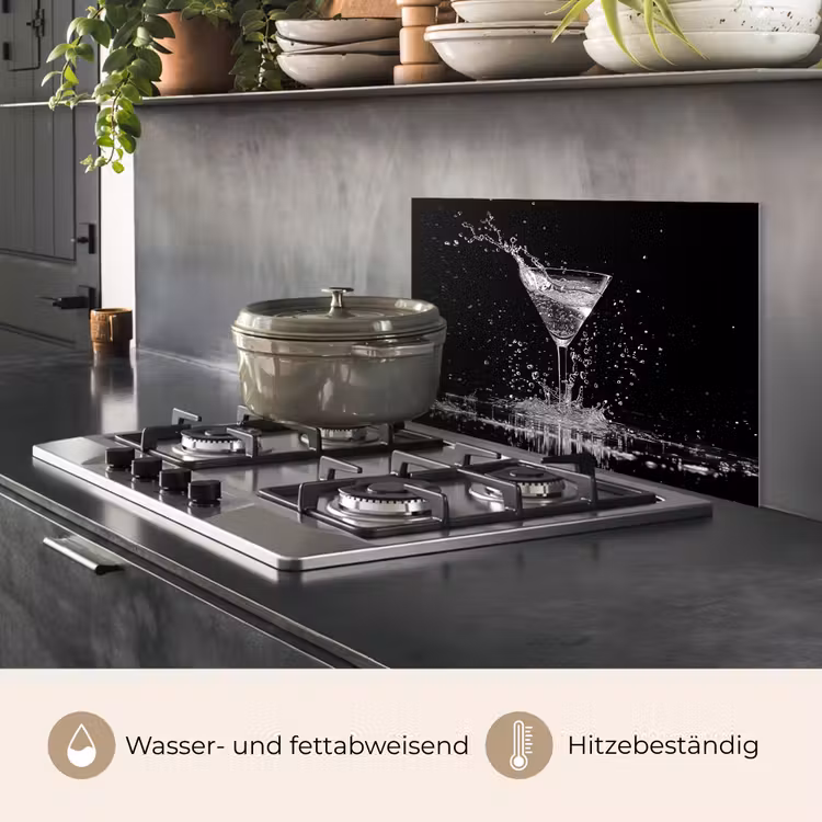 Spritzschutz Küche - Martini - Spritzer - Schwarz - Glas — 2