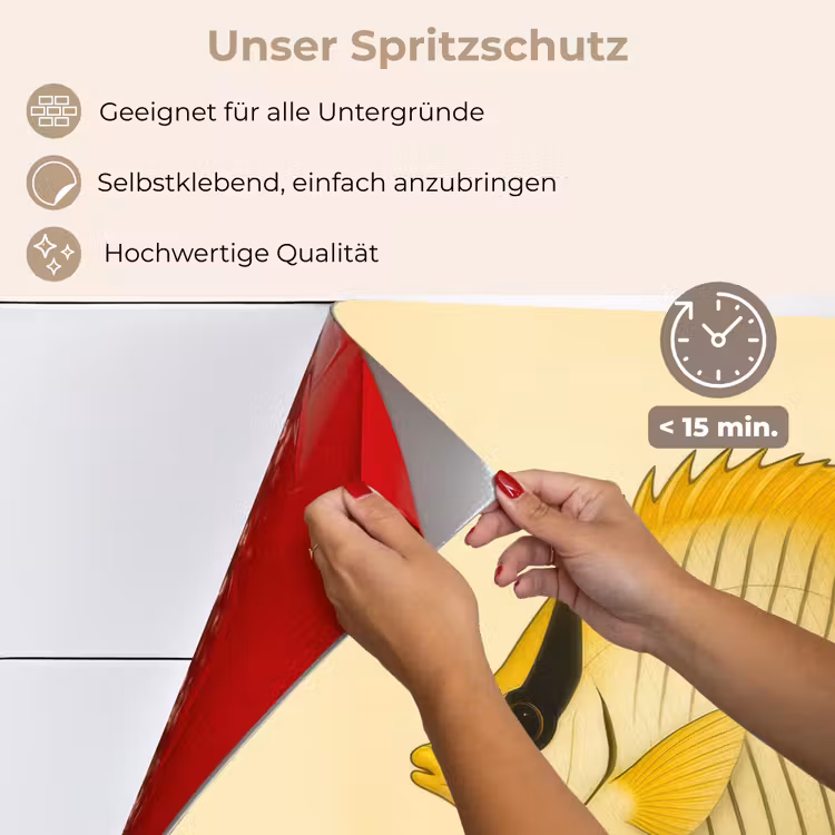 Spritzschutz Küche - Oval - Fisch - Gelb - Schuppen — 4