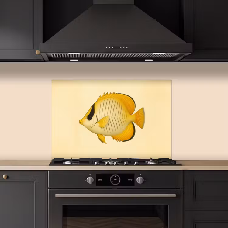 Spritzschutz Küche - Oval - Fisch - Gelb - Schuppen — 5