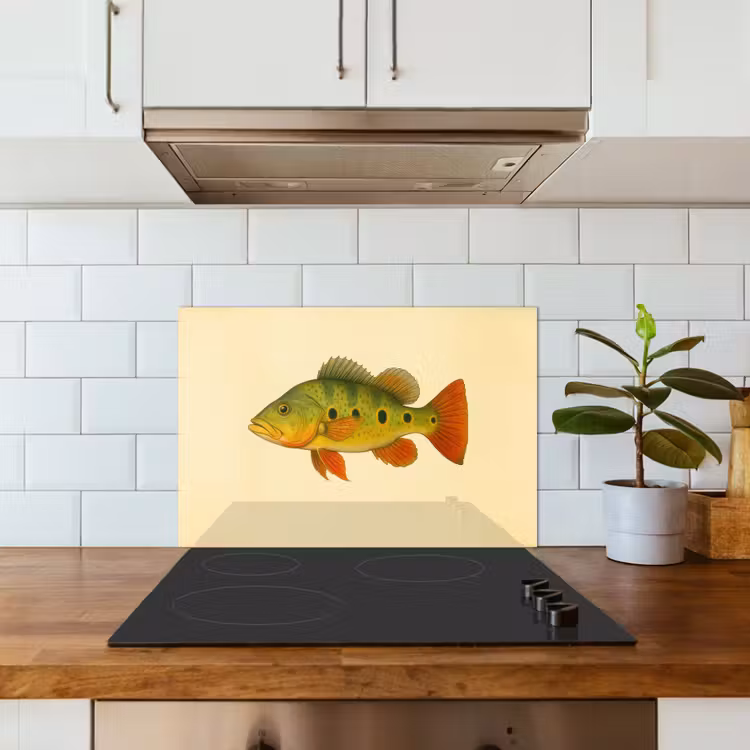 Spritzschutz Küche - Schuppen - Fisch - Grün - Illustration — 3