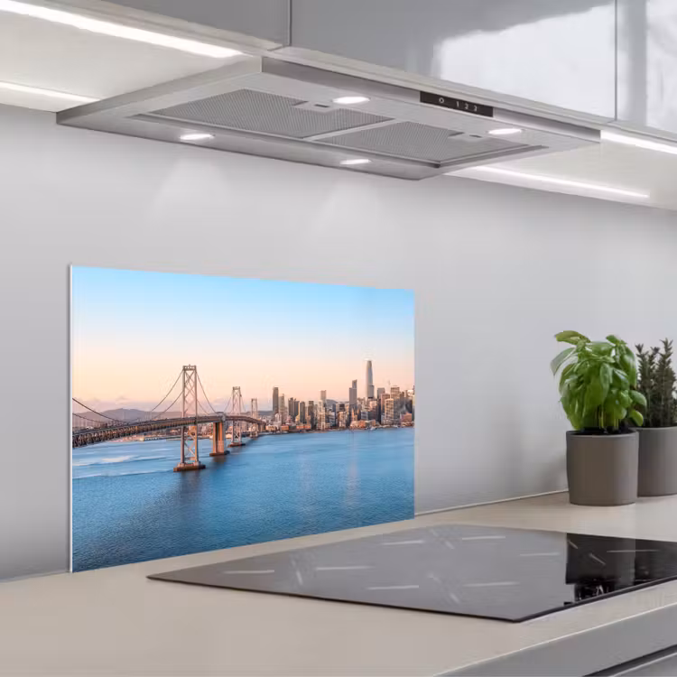 Spritzschutz Küche - Wasser - Brücke - Skyline - Modern — 1