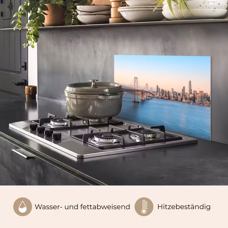 Spritzschutz Küche - Wasser - Brücke - Skyline - Modern — 2