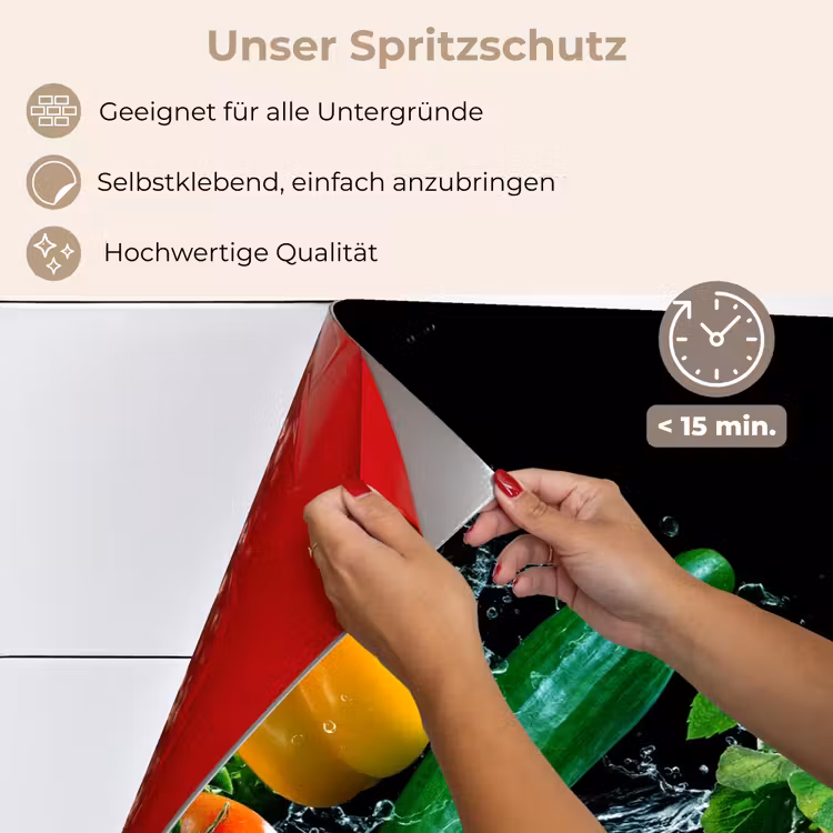Spritzschutz Küche - Gemüse - Splash - Schwarz — 4