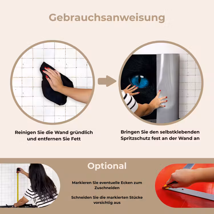 Spritzschutz Küche - Katze - Blau - Tier - Schwarz — 6
