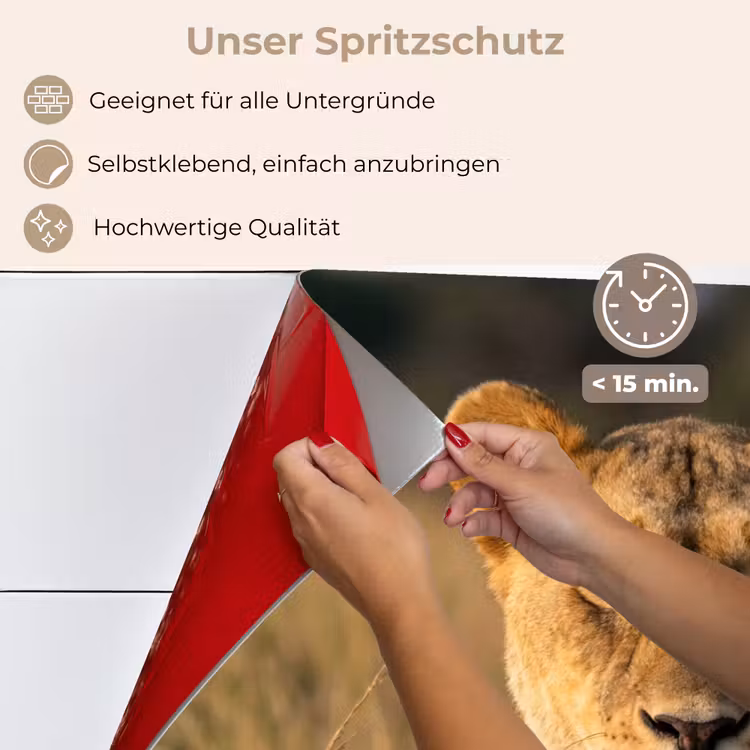Spritzschutz Küche - Löwin - Gras - Gelb — 4