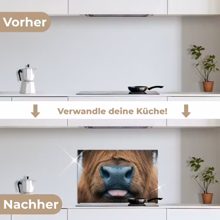Spritzschutz Küche - Schottischer Hochländer - Nase - Braun — 7