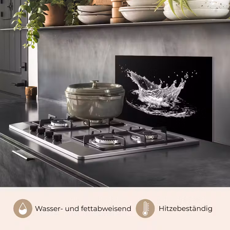 Spritzschutz Küche - Wasser - Splash - Wasser - Schwarz — 2