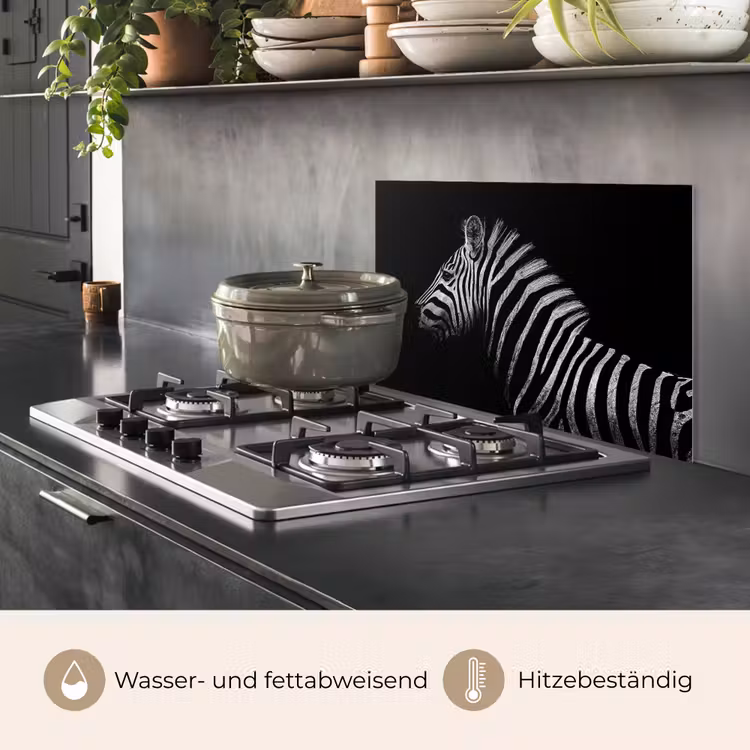 Spritzschutz Küche - Zebra - Tier - Schwarz — 2
