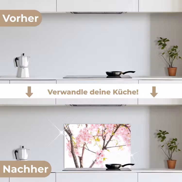 Spritzschutz Küche - Kirschblüte - Rosa - Blumen - Sakura - Natur — 7