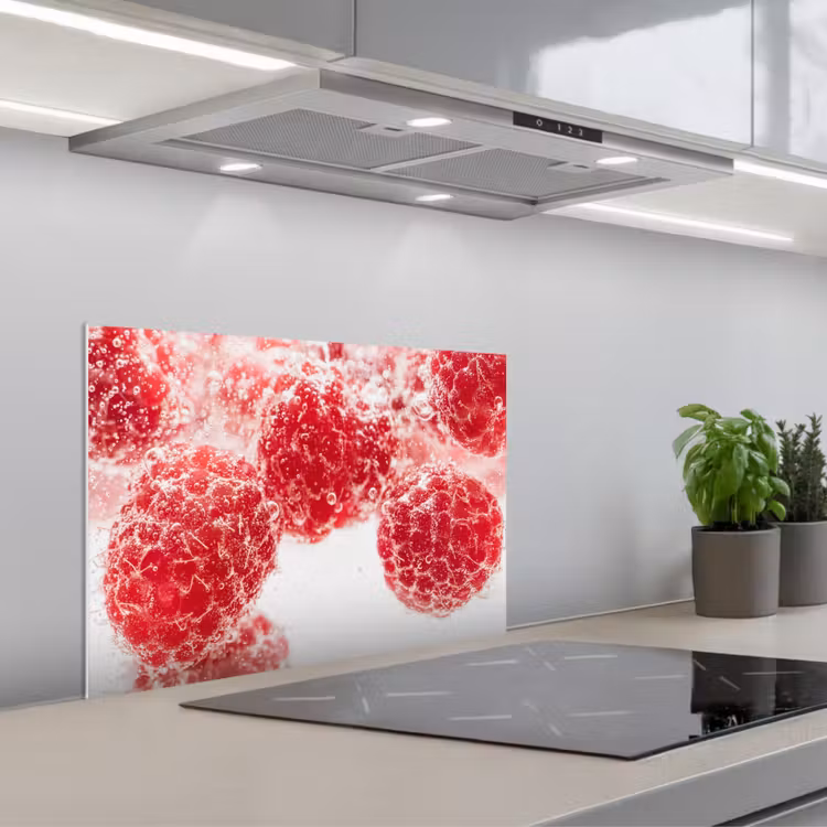 Spritzschutz Küche - Obst - Wasser - Blasen - Rot — 1