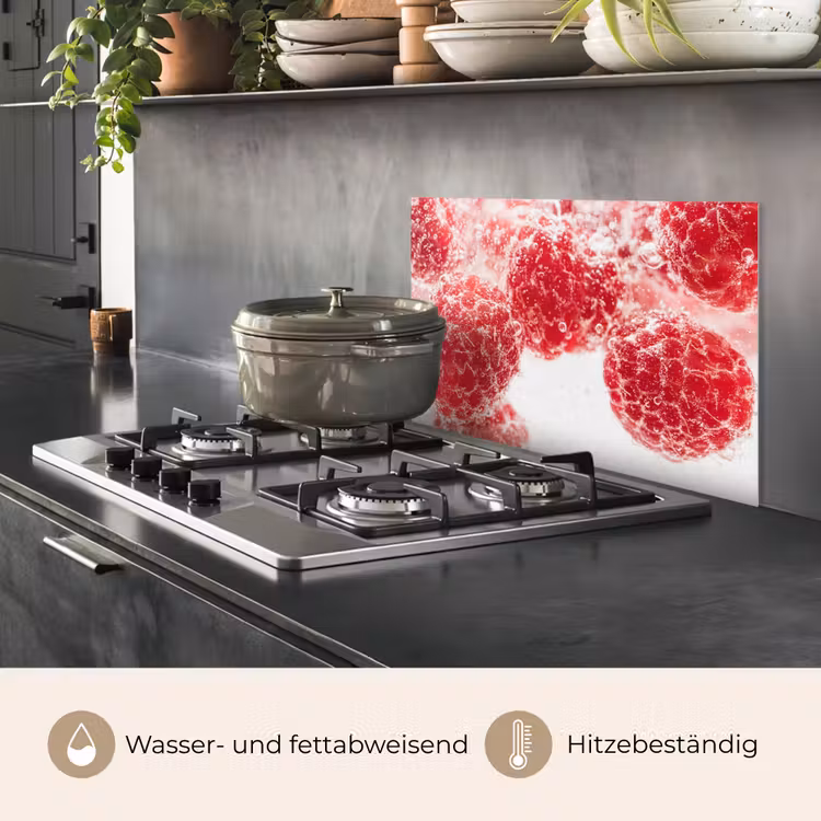 Spritzschutz Küche - Obst - Wasser - Blasen - Rot — 2