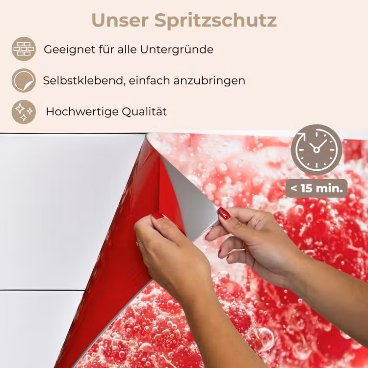 Spritzschutz Küche - Obst - Wasser - Blasen - Rot — 4