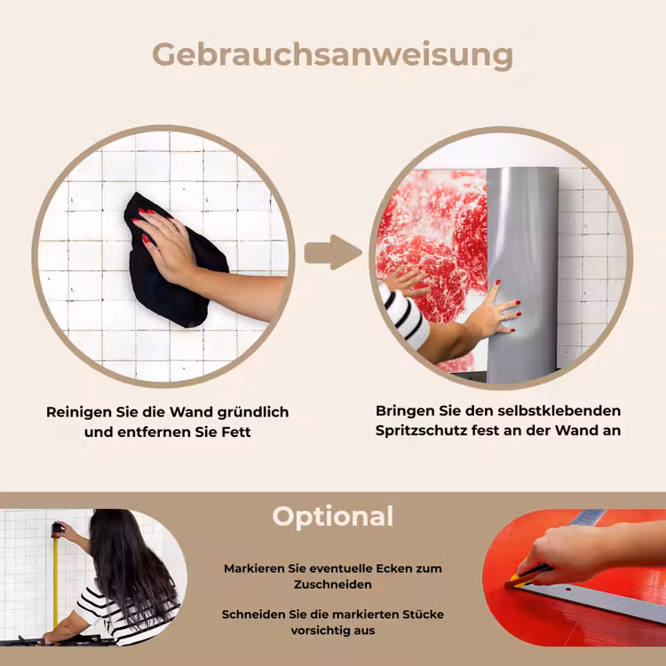 Spritzschutz Küche - Obst - Wasser - Blasen - Rot — 6