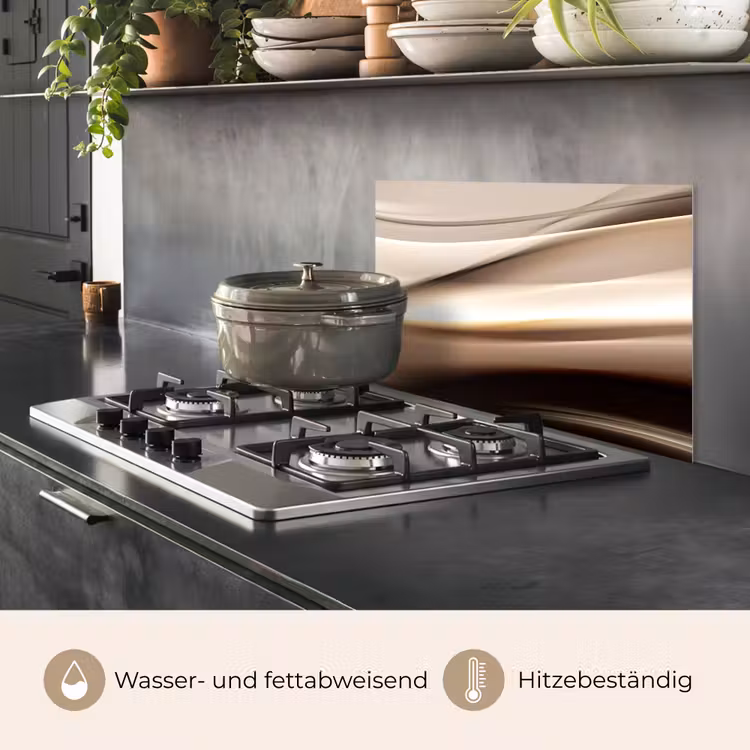Spritzschutz Küche - Wellen - Abstrakt - Warmes Beige — 2