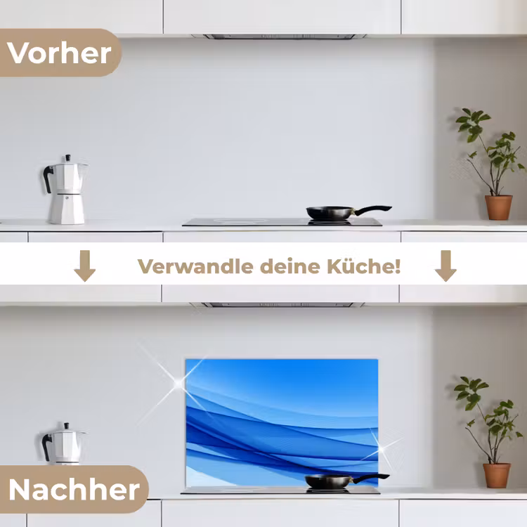 Spritzschutz Küche - Wellen - Hell - Blau — 7