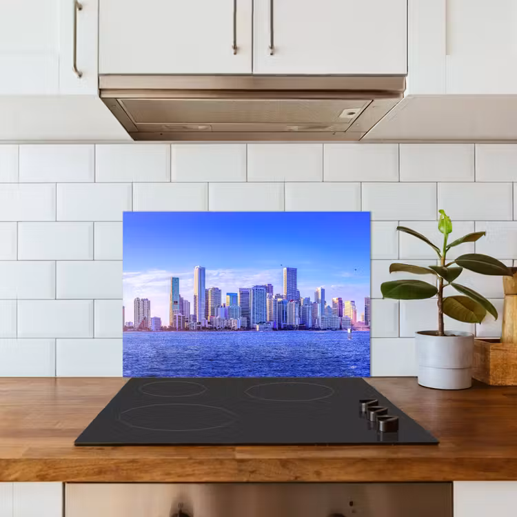 Spritzschutz Küche - Skyline - Blau - Wolkenkratzer - Stadt — 3