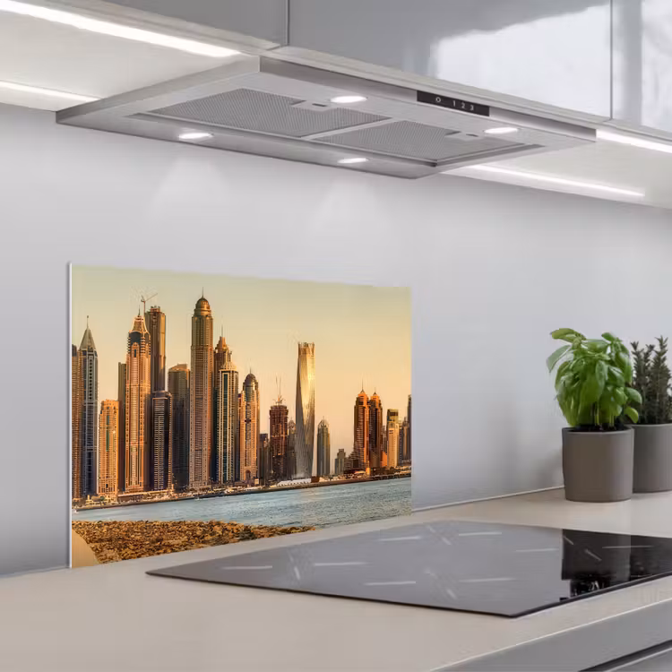 Spritzschutz Küche - Skyline - Kanal - Wolkenkratzer — 1