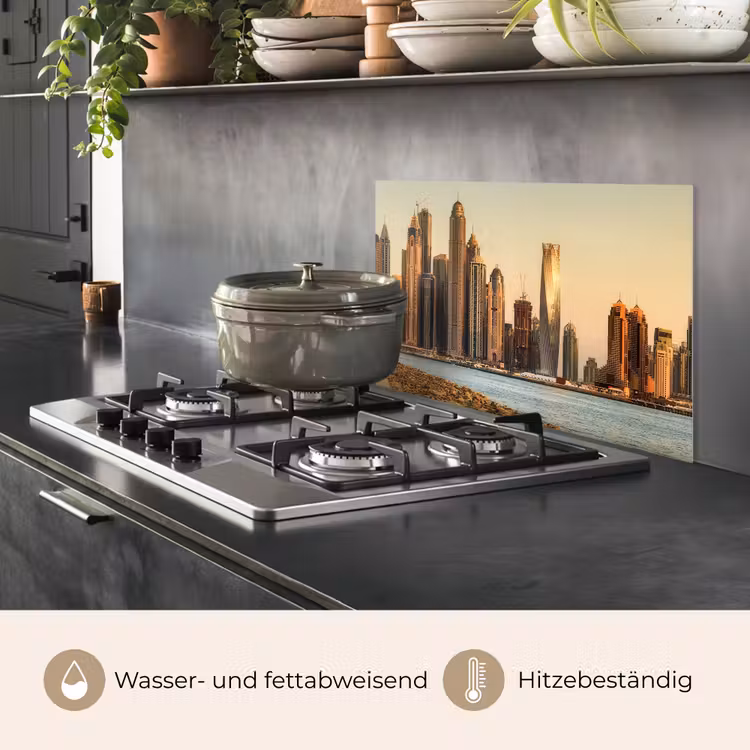 Spritzschutz Küche - Skyline - Kanal - Wolkenkratzer — 2