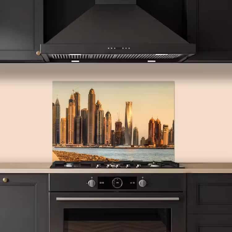Spritzschutz Küche - Skyline - Kanal - Wolkenkratzer — 5