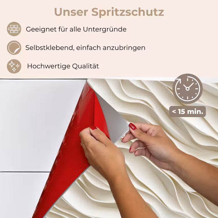 Spritzschutz Küche - Wellen - Weiß - Minimalistisch — 4