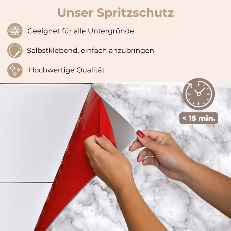 Spritzschutz Küche - Grau - Marmor - Klassisch - Adern — 4