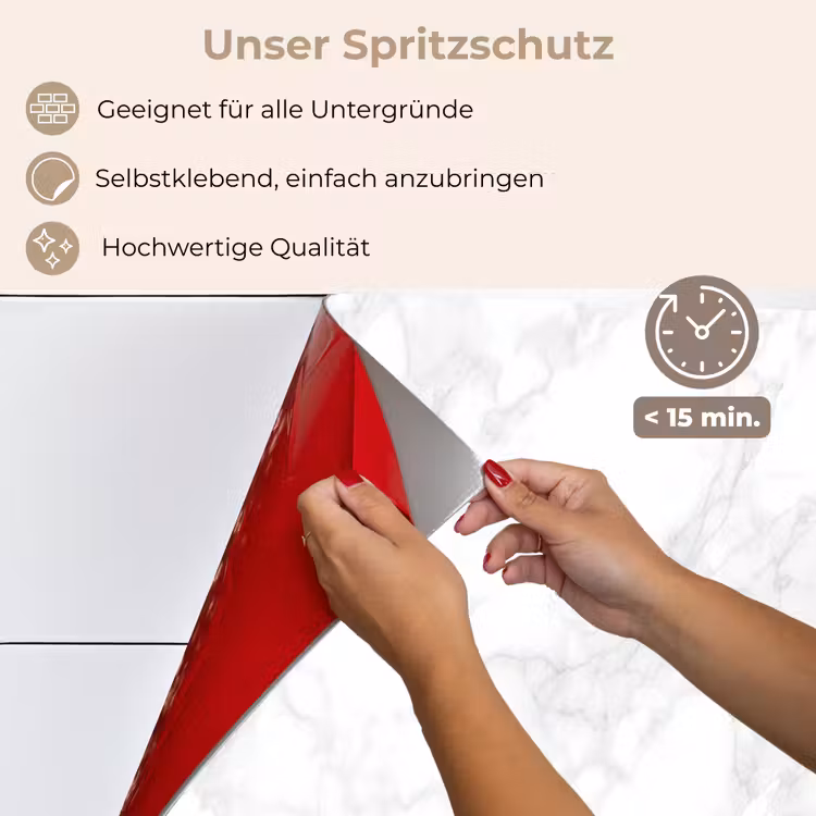 Spritzschutz Küche - Minimalistisch - Weiß - Graue Adern — 4