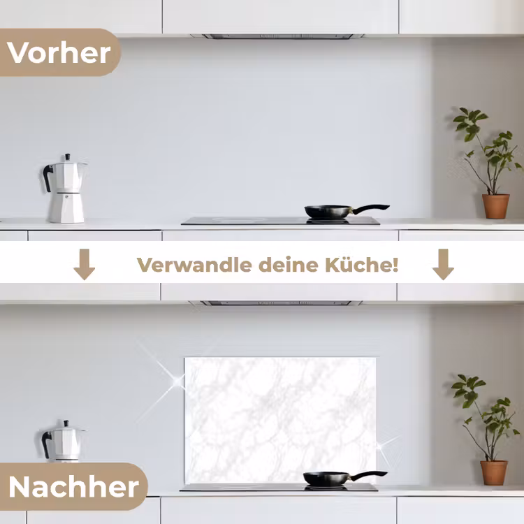 Spritzschutz Küche - Minimalistisch - Weiß - Graue Adern — 7
