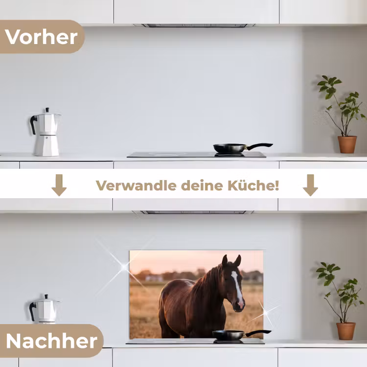 Spritzschutz Küche - Pferd - Sonnenuntergang - Braun — 7