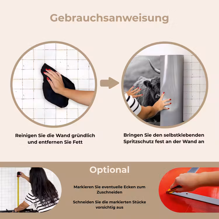 Spritzschutz Küche - Schottischer Highlander - Kalb - Schwarz - Weiß — 6