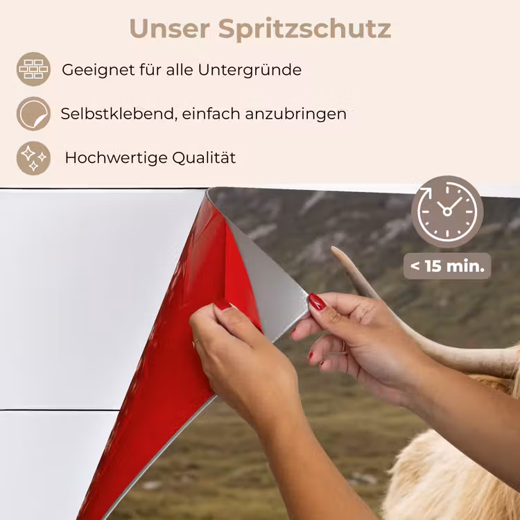 Spritzschutz Küche - Schottischer Hochländer - Bergen - Grasfeld — 4