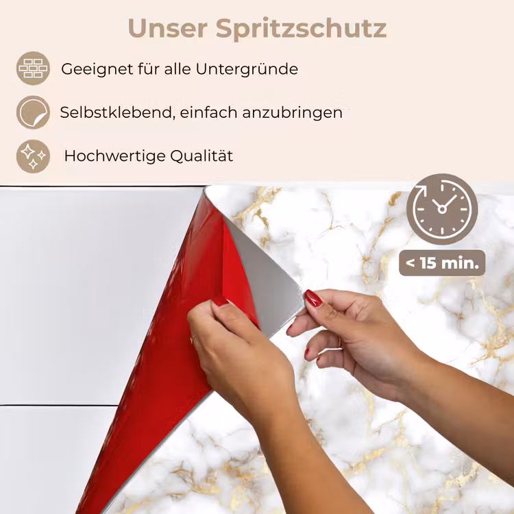 Spritzschutz Küche - Goldene Adern - Marmor - Weiß — 4