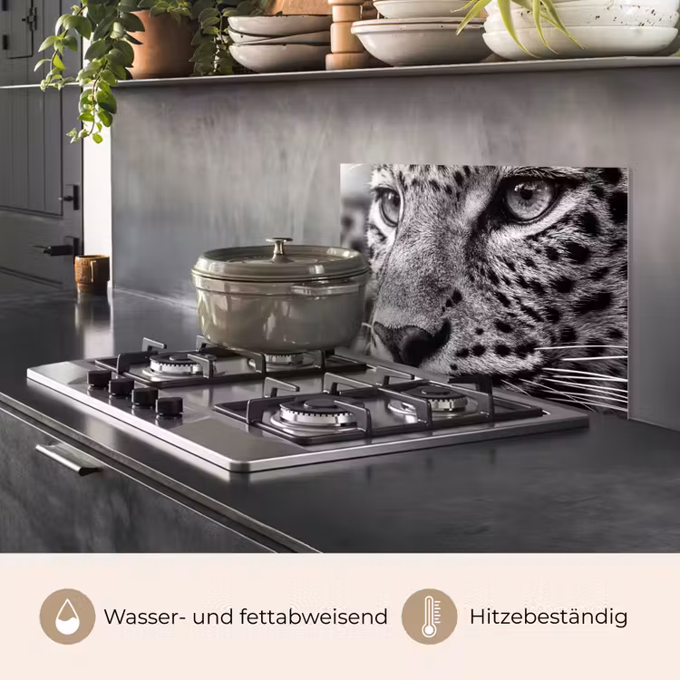 Spritzschutz Küche - Leopard - Schwarz - Weiß - Auge — 2