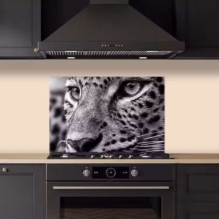 Spritzschutz Küche - Leopard - Schwarz - Weiß - Auge — 5
