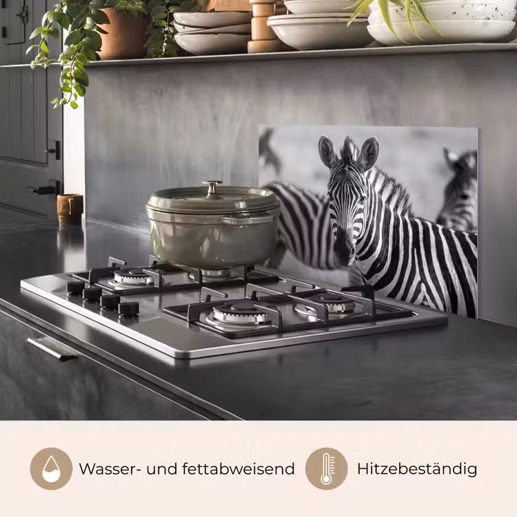Spritzschutz Küche - Zebras - Schwarz - Weiß — 2
