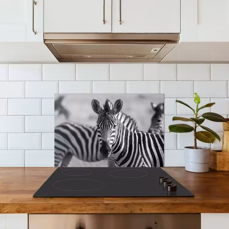 Spritzschutz Küche - Zebras - Schwarz - Weiß — 3