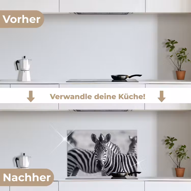 Spritzschutz Küche - Zebras - Schwarz - Weiß — 7