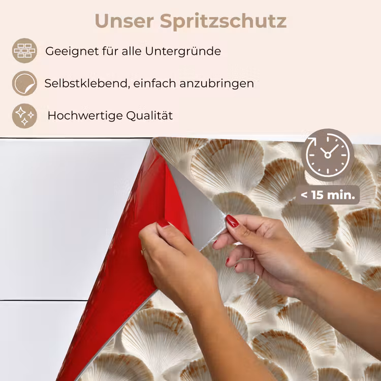 Spritzschutz Küche - Muscheln - Fächerform - Weiß — 4