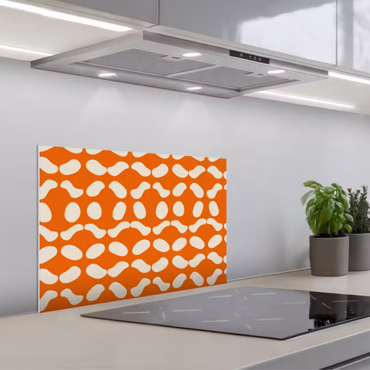 Spritzschutz Küche - Orange - Bio-Formen - Weiß — 1