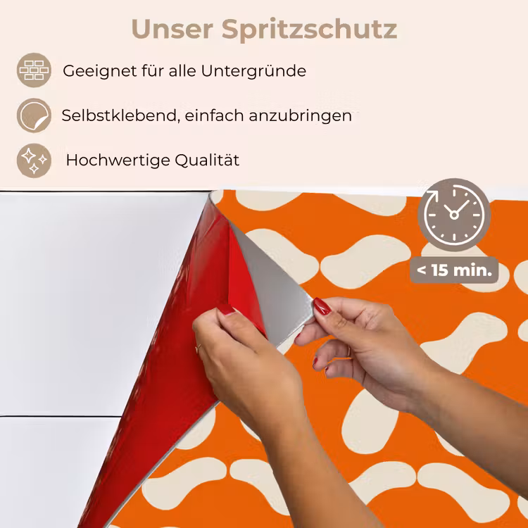 Spritzschutz Küche - Orange - Bio-Formen - Weiß — 4