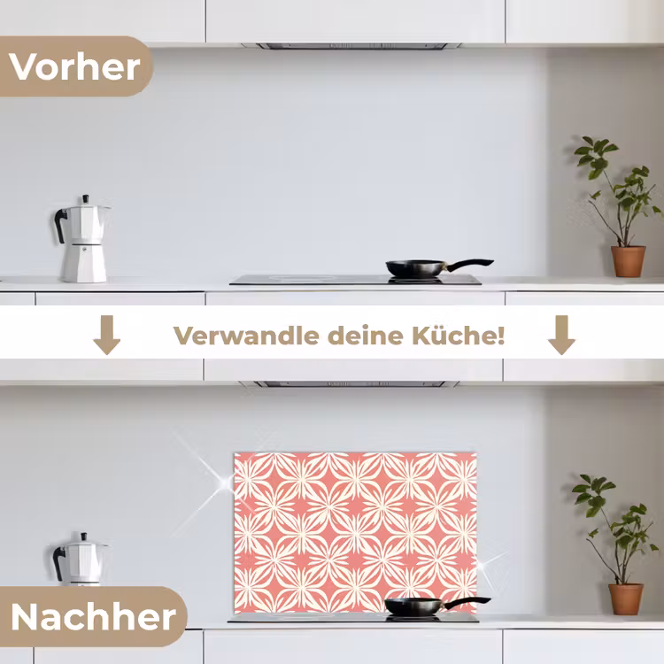 Spritzschutz Küche - Rosa - Florales Motiv - Weiß - Modern — 7