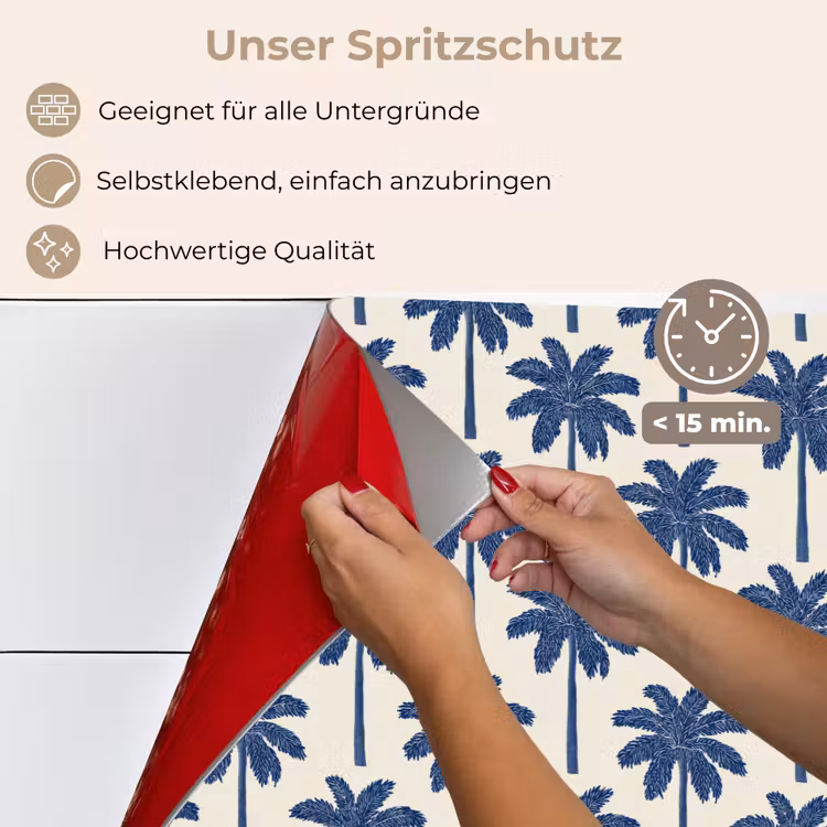 Spritzschutz Küche - Symmetrisch - Palme - Blau — 4