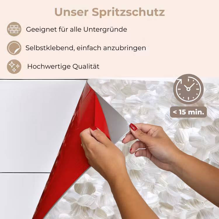 Spritzschutz Küche - Weiß - Pinselstriche - Relief-Effekt — 4