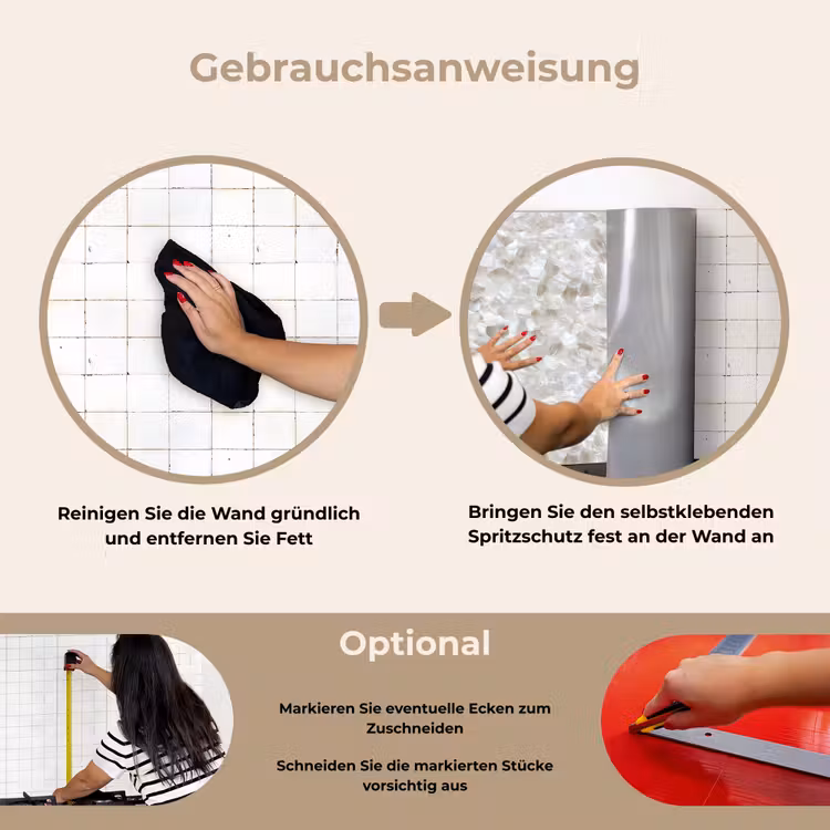 Spritzschutz Küche - Weiß - Pinselstriche - Relief-Effekt — 6