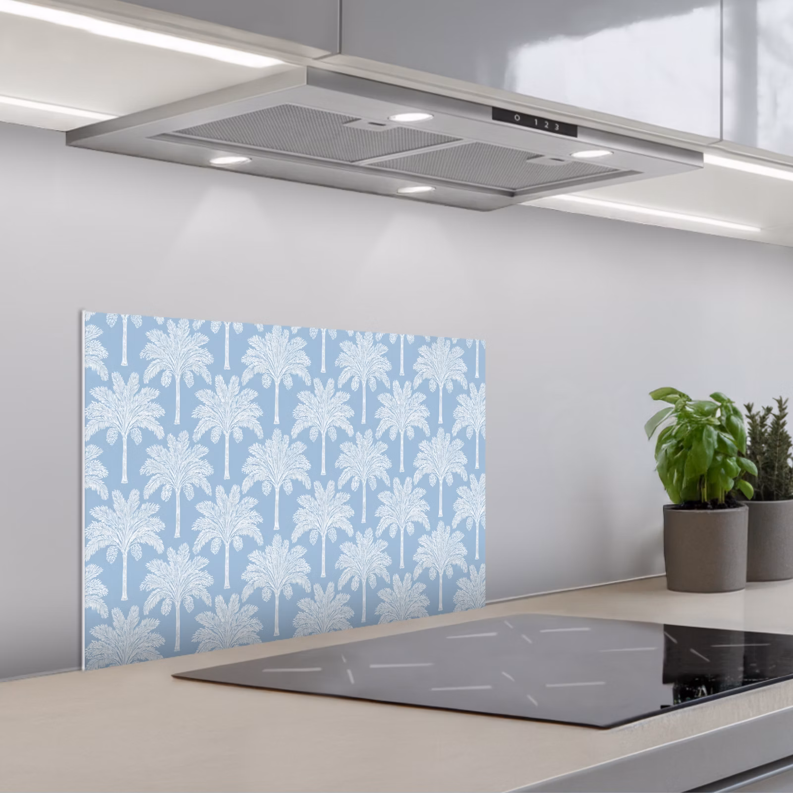 Spritzschutz Küche - Palme - Modern - Blau — 1