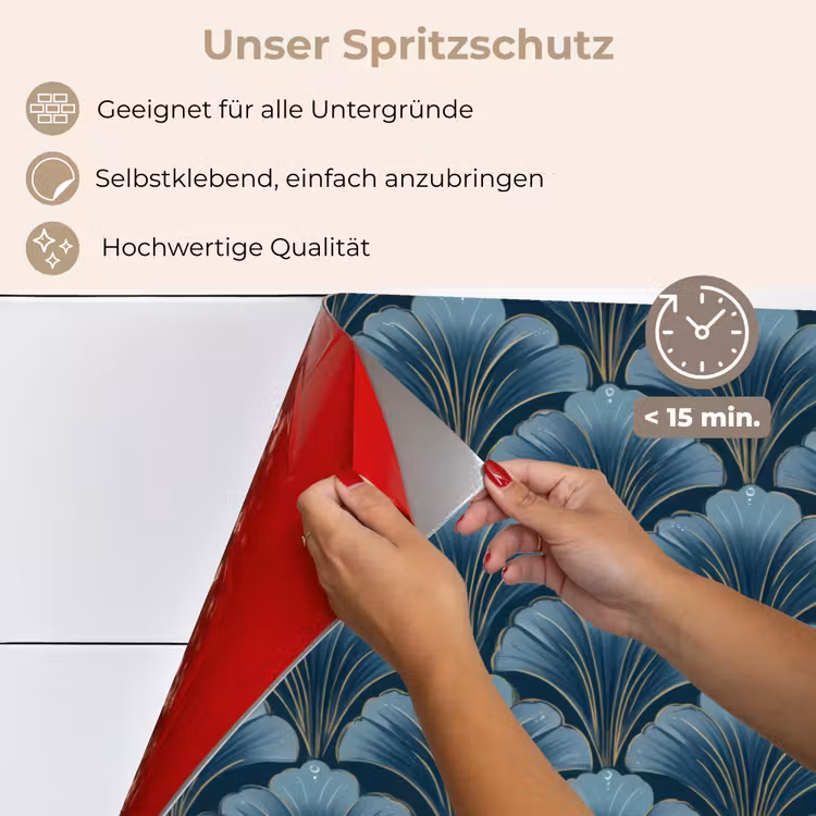 Spritzschutz Küche - Muster - Ginkgo-Blatt - Blau — 4