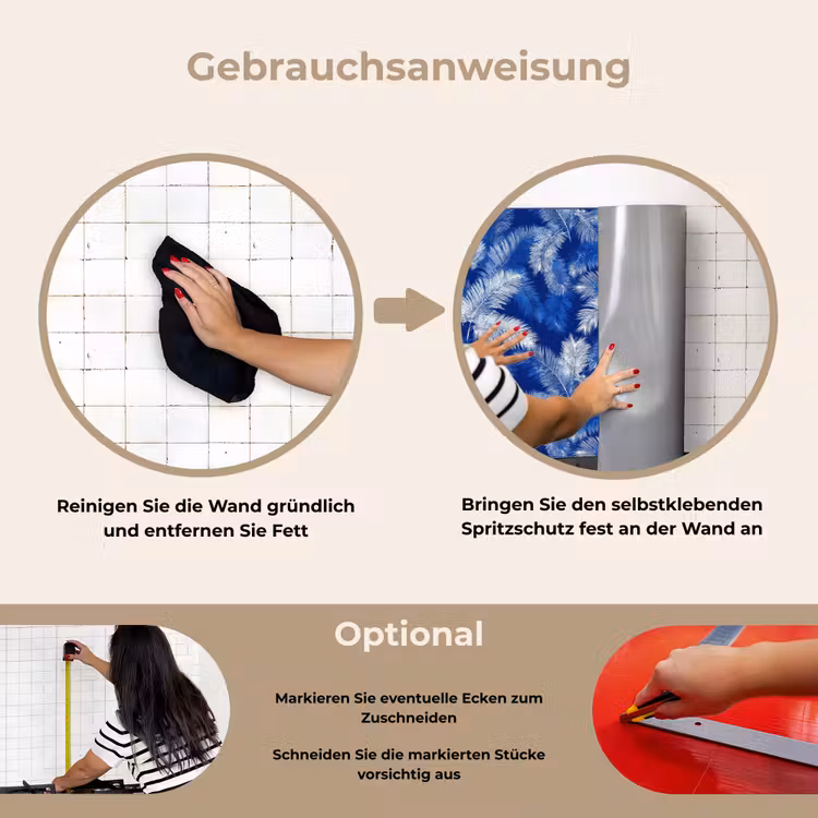 Spritzschutz Küche - Palmenblatt - Muster - Blau — 6